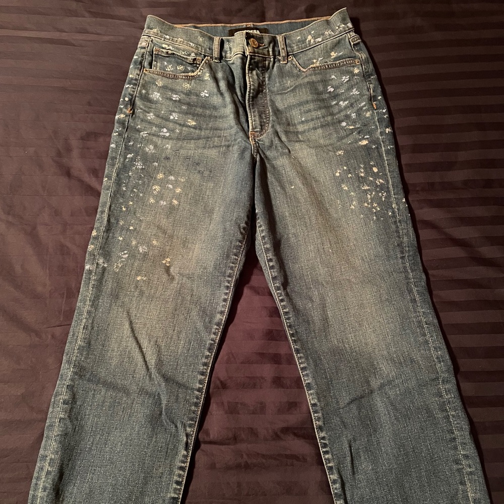 Express Mom High Rise Paint Stained Jeans Size 10